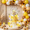 Winnie Bear Cake Topper 33Pcs Winnie Cake Decorations Pooh Bear Toppers Yellow White Balls Cupcake Picks with Little Figurine Bee Sunflowers Daisys for Oh Baby Birthday Baby Shower Party