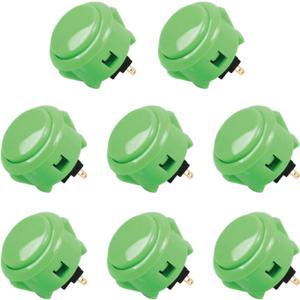 SANWA 8 pcs OBSF-30 Original Push Button 30mm - for Arcade Jamma Video Game & Arcade Joystick Games Console (Green) S@NWA