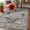 YOUFORTONG Area Rug 3x5 Washable Rugs: Soft Ultra Thin Low Pile Mat Machine Washable Indoor Doormat Lightweight Entry Rug Anti Slip Backing Rugs for Living Room Bedroom Kitchen 3'x5' Black