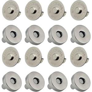 20 Set Magnetic Snaps, Purse Magnetic Bag Fastener Clasp Replacement Kit for Sewing, DIY Craft, Purses, Bags, Clothes, Leather (Silver 18MM)