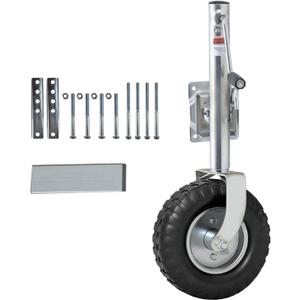 Trailer Jack with Pneumatic tire, 13.38in Beach Boat Trailer Jack Wheel, Heavy-Duty Bolt-On Swivel Tongue Jack, 2000lb Capacity, 10.2in Vertical Lift