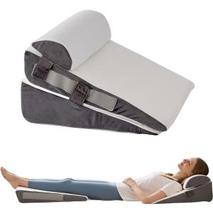 3Pcs Wedge Pillow Set for After Surgery,Acid Reflux Relief, Adjustable Bed Wedge Pillows for Sleeping,Anti Snore, Memory Foam Triangle Pillow for Back&Neck&Shoulder Pain Relief, White&Grey