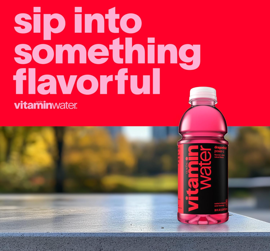 vitaminwater Power-C Dragonfruit Water Beverage, 16.9 fl oz, 1 pack | Bottled, nutrient-enhanced flavored water drink with 90 calories per bottle, antioxidants, and vitamins,  BB 25 OCT 2026