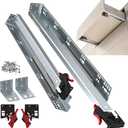 ToBeGreat 1 Pair Undermount Drawer Slides 21 Inch 80 lb Load Capacity Soft Close Full Extension Ball Bearing Hidden Bottom Mount Rails Locking Devices Concealed Runners (with Bracket)