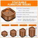 shouwuhho 8 Pack Furniture Risers Adjustable Bed Risers Heavy Duty Lifts Height 1", Square Stackable Bed Risers 1, 2 or 3 Inch for Desk Leg Table Couch Sofa Chair Bed Frame Legs Dorm, Brown