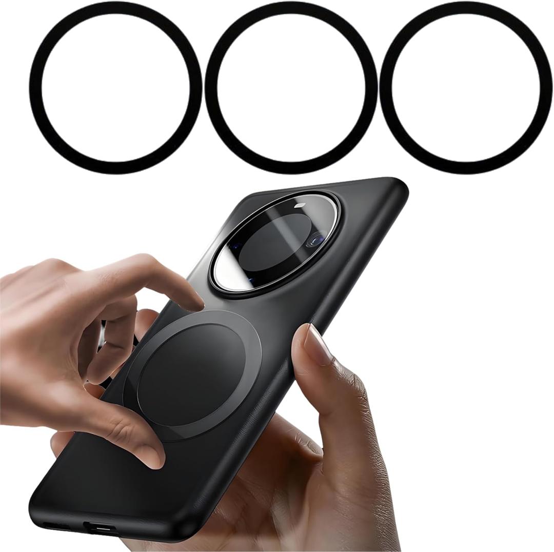 3 Pack Universal Metal Ring Sticker for Magnetic Charger Compatible with iPhone/Samsung/Android All Cellphones, Magnetic Mount/Phone Holder Conversion Accessories, Black