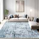 Abstract Rug 5x7 Machine Washable Area Indoor Blue Low Pile Non-Slip Foldable Thin Accent Rugs for Bedroom Living Room Dining Room