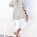 Dokotoo Womens Casual Button V Neck Long Sleeve Shirts Oversized Solid Blouses Tops (Gray, M)