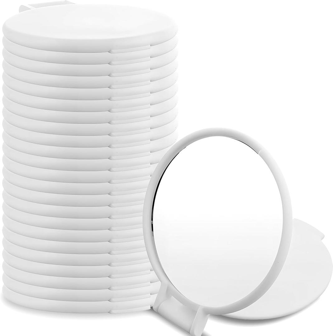 DIVINA VITAE 24Pcs Small Compact Mirror 2.36 Inch Mini Mirror Bulk Round Makeup Mirror for Purse, Folding Pocket Mirror for Women Travel Daily Use(White)