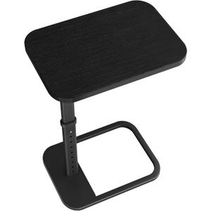 Kitstorack TV Tray Table, Adjustable Height & Rounded Metal Corners, Snack Table for Couch, Sofa, Bed, Chair, Living Room, C Shaped End Side Table for Eating, Dinner or Laptop, Small Spaces, Black