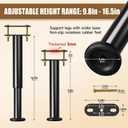 4Pcs Metal Adjustable Height Center Support Leg For Bed Frame, Bed Support Legs For Wood Slats, Under Bed Frame Support Legs Replacement, Bed Reinforcement Kit For Wooden Frame, Height 9.8" To 16.5"