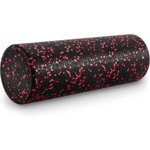 ProsourceFit High Density Foam Rollers 18 - inches long, Firm Full Body Athletic Massage Tool for Back Stretching, Yoga, Pilates, Post Workout Muscle Recuperation, Black/Red