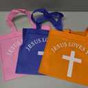 Sweetude 50 Pcs Jesus Loves You Non Woven Bags Bulk Christian Religious Gift Bag Reusable Goodie Treat Bags with Handles for Kids Church Christian Religion Gift