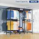 Ulif E12 Clothes RackHeavy Duty Freestanding Garment Rack with ShelvesMetal Clothing Closet Storage System for Hanging Clothes57.1" W x 16" D x 76.5" H, Hold 860 lbs, Black