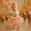 HOOLCHEAN Baby Girl Tutu Skirt Soft Fluffy 4-Layer Tulle Skort with Cotton Diaper Cover for Infant Toddler (White), 6-12 Months