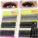 Lash Clusters Kit with Spikes Lashes Clusters Wispy 60D+80D+100D+200D Manga Eyelash Clusters D Curl 456PCS Cluster Eyelash Extensions Volume 12-18mm Individual Anime Lashes Kit Bond&Seal by WiWiLINK