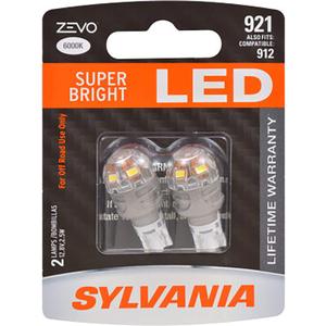 SYLVANIA - 921 T-16 W16W ZEVO LED White Bulb - Bright LED Bulb, Ideal for Interior Lighting - Map, Dome, Trunk, Cargo and License Plate (Contains 2 Bulbs)