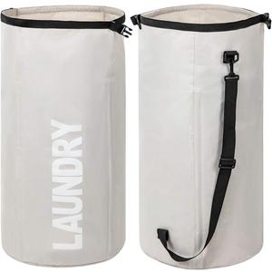 WOWLIVE Extra Large Foldable Laundry Bag Laundry Basket Collapsible Laundry Hamper Backpack Liner Dirty Clothes Hamper Standing Waterproof Hampers for Dorm Room (Beige)