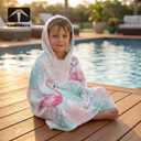 Quick Dry Surf Poncho Changing Towel Robe Hoodie for Kids,Swimming Beach Surfing Diving Home Hot Springs Bathing（Kid-S）