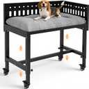 Beside Dog Bed,2 Panels Adjustable Height Dog Bunk Beds,26.8”x18.1” Metal Frame & Cushion, Converts to Bunk Bed or Bed Extension Attachment for Human Bed, for Small Dogs