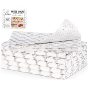 Cooyes Refrigerator Shelf Liners for French Door Fridge, 17.7"  36" Extra Large, Non-Slip Fridge Mats Machine Washable, Refrigerator Drawer Liner for Glass Shelves Kitchen Cabinet (A White Quatrefoil)
