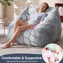 Hobestluk Bean Bag Chair Plush Accent Chair Armrest Living Room Adult Grey | Memory Foam Filled,Oversized Large Cozy Comfy Plush Chair,Lazy Sofa,Armrest,Living Room Bedroom Dorm,Washable cover, 30 inches x 37 inches x 46 inches
