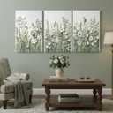 3 Pcs Sage Green Wildflowers Canvas Wall Art Neutral Minimalist Abstract Boho Floral Botanical Painting Pictures Wall Decor Poster Print Artwork for Living Room Bedroom Home Decoration, 24L" x 16W"