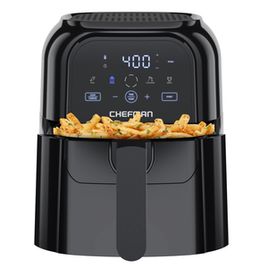 Chefman Air Fryer 6 QT Compact Airfryer for Quick & Easy Meals in Minutes, Features Hi-Fry Technology for Extra Crisp, Touchscreen Controls with 4 Presets, Nonstick & Dishwasher Safe Basket - Black, 6 Quart - No Window
