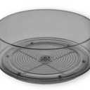 Home Intuition Round Plastic Grey Lazy Susan Turntable Food Storage Container for Kitchen (9" Round, 2 Pack)