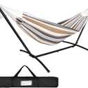 SUPER DEAL Portable 2 Person Hammock with 9FT Hammock Stand, 620 LBS Capacity Adjustable Hammock Bed with Space Saving Carrying Case Included for Camping Garden Backyard Patio Indoor Outdoor