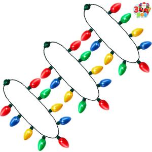JOYIN 3 Packs Christmas Necklace LED Light Up Necklaces 9 Bulbs LED Holiday Party Favor Costume Accessories for Christmas Xmas Favor Party Supply