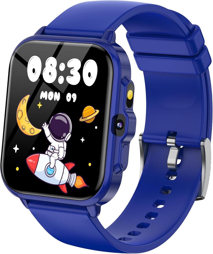 Kids Smart Watch Boys, Kids Watch with Game Camera Music Player Pedometer Flashlight AI Alarm Clock Heart Rate/Sleep Monitor, IP68 Waterproof 100+ Sport Fitness Watch Gifts Toys for Boys Age 4-12 (Dark Blue)