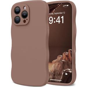 Magnetic for iPhone 16 Pro Case, [Full Camera Protection][Compatible with MagSafe] Cute Wave Frame Silicone Shockproof Protective Phone Case for iPhone 16 Pro 6.3", Brown