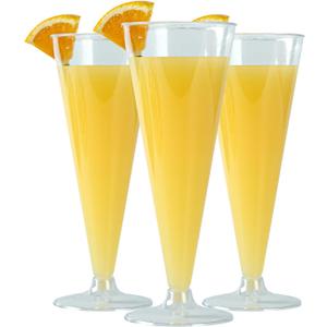 Restaurantware RW Base 6.5 Ounce Toasting Glasses 20 Disposable Champagne Flutes - With A Removal Base Premium Clear Plastic Cocktail Glasses Serve Sparkling Wine For Parties