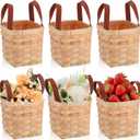 Rtteri 6 Pcs 4.5x4.5x4 in Small Wicker Baskets with Handles Wood Woven Empty Wicker Baskets for Gifts Small Square Storage Organizing Bags Pantry Party Container(Yellow)