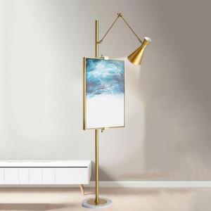 Modern Gold Floor Lamp with Easel,Adjustable Height Tall Metal Standing Lamp,marble base E27 Floor Lamp,for Individual Art Easel Design Floor Uplight Lamp,for Living Room,reading lamp 100V-240V