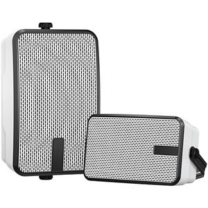 MWAU Outdoor Bluetooth Speakers 400w for Garage, Patio, Porch, Gazebo, Soffit, Entertainment Room. Wall Mount Speaker, Wireless Sync Up to 100 Speakers, IPX5 Waterproof (2 Pcs)