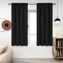 Deconovo Blackout Curtains Panels for Bedroom - Thermal Insulated Rod Pocket Room Darkening Drapes, Noise-Reducing Curtains, 42W x 63L Inch, Black, 2 Panels
