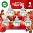Air Wick Plug in Scented Oil Refill, Apple Cinnamon Medley, 5ct, Air Freshener, Essential Oils (0.67 Fl Oz (Pack of 5))