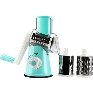 Round Mandoline Drum Slicer Rotary Cheese Grater Veggie Slicer Vegetable Carrot Shredder Nut Chopper Blue