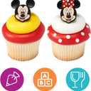DecoPac Disney's Mickey Mouse and Minnie Mouse Rings, 24 Classic Disney Cupcake Decorations, Cake Toppers For Birthday, Parties, Celebrations - 24 Pack