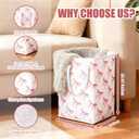 Pink Laundry Basket with Bow, Coquette Pink Laundry Hamper - Tall Cotton Rope Nursery Storage Bin, Large Organizer for Blankets, Toys & Clothes for Bedroom & Bathroom (Square*2, 75L)