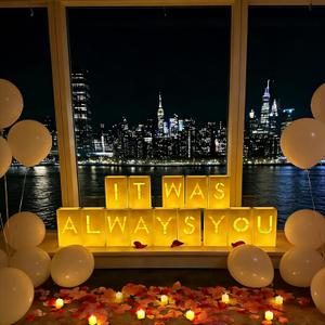 NEXAGEBIUS Valentines Day Decorations It Was Always You Sign Luminary Bags Light Up Letter Set with 2000PC Rose Petals and Candles for Anniversary Romantic Decorations Special Night Decor for Woman Man Girl
