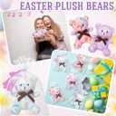 Poen 27 Pack Easter Stuffed Animals Bears with Cards Set Bulk Pastel Bunny Plush Easter Party Favors Baskets Filler Stuffers Classroom Exchange Prize Gift for Egg Hunt Party Favors (White Purple)