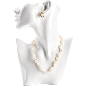 SOUJOY Jewelry Mannequin Display, Resin Display Stand Bust, Boutique Earring Holder Organizer for Show Jewelry, Necklace, Earrings, Rings, White