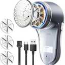 POPCHOSE Fabric Shaver, Sweater Shavers to Remove Pilling, Lint Shaver with 6-Leaf Blades, Electric Lint Remover for Clothes, Couch, Furniture, Fuzz, Lint Ball, Pillings, USB Rechargeable (Grayish White)