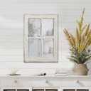 Rustic Small Window Pane Mirror Wall Decor 11 x 16 inches, Hanging Distressed White Farmhouse Rectangle Wood Frame Mirror, Handmade Decorative Window Mirrors for Living Room Christmas