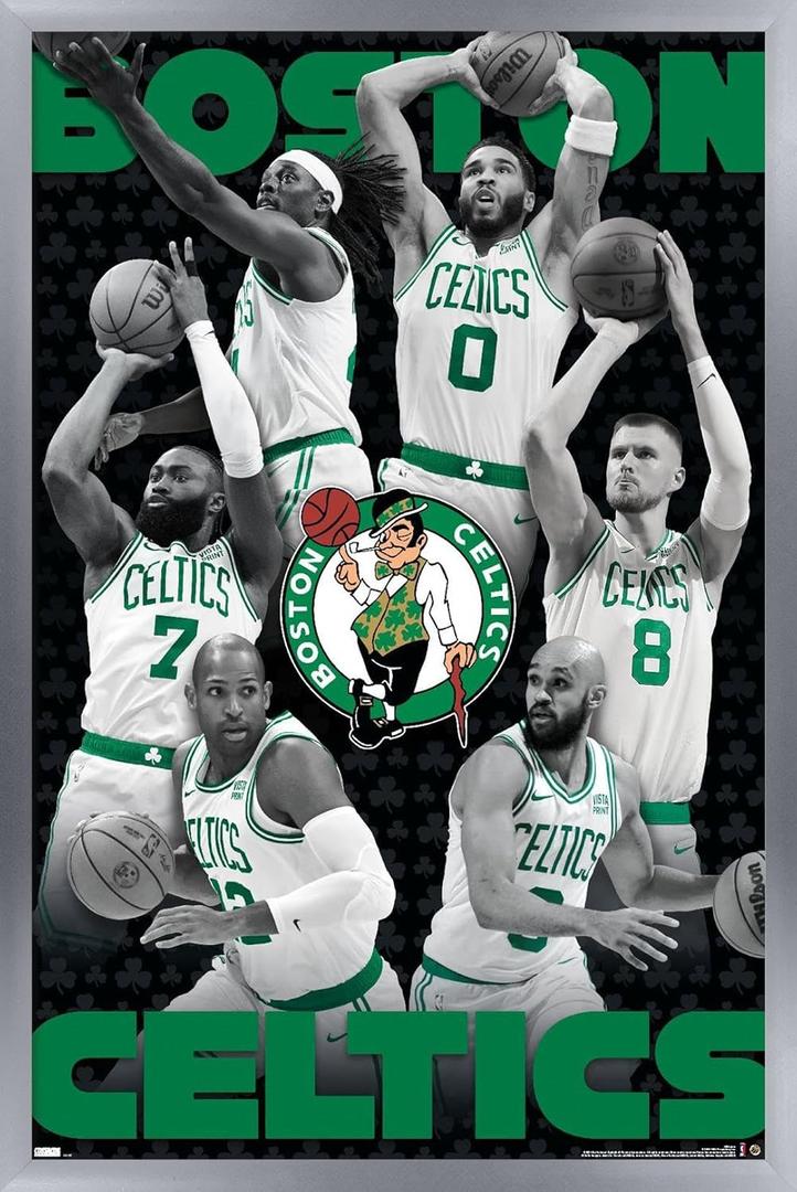 Trends International NBA Boston Celtics - Team 24 Wall Poster, 34L x 22.4W, Barnwood Framed Version