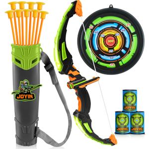 JOYIN Kids Bow and Arrow Set with LED Flash Lights, Outdoor Archery Set Toy Gift for Boys and Girls Ages 6-12 with Suction Cup Arrows, Target & Arrow Case, Great Birthday Gift for Kids/Children (Green)