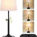 Height Adjustable Cordless Table Lamp Rechargeable with Timer, 3-Way & Stepless Dimmable LED Battery Operated Table Lamp, Wireless Battery Powered Lamp, Black Touch lamps for Nightstand Countertop